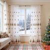 Cortinas Estilo Navidad Amazon Transfronterizas Producto Terminado Papá Noel Árbol de Navidad Bordado Translucidas Venta Directa de Fábrica
