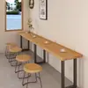 Conjunto de Mesa e Cadeiras Estreito para Jantar Contra a Parede, Mesa de Bar Baixa Perto da Janela, Mesa Longa Estilo Industrial para Lojas de Conveniência, Lanchonetes e Bares