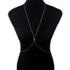 Joyería Transfronteriza Europea y Americana Cadena Corporal de Bikini Sexy de Verano con Pedrería y Circonita Accesorios de Cadena para Cintura Cruzada de Moda Simples