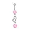 Amazon Aliexpress Acero Inoxidable Corazón Brillante Zircón Colgante Anillo para Ombligo Joyería para Uña de Ombligo para Mujer Venta al por Mayor