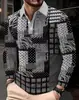 Ropa para Hombre Casual al Aire Libre Otoño Nuevo Botón Retro Manga Larga Estampado 3D POLO Transfronterizo Europeo y Americano