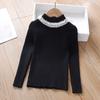 Camisola das meninas outono e inverno das crianças camisola das meninas cor sólida estilo ocidental outono pulôver meninas malha camisa de fundo