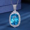 Joyería Zhuang Shengsheng Base de Cobre Chapado en Oro Imitación Abuela Verde Azul Tesoro Fertilizante Largo Cuadrado 15*20 Elegante Lujo Collar con Colgante