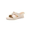 Zapatillas de Exterior Cómodas con Cuña Aumentadora de Altura de Piel de Oveja Completa 2026 Tacón Alto Suelto Punta Redonda Punta Abierta Sandalias Casuales de Piel Genuina para Mujer