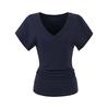 Camiseta Sexy Decote V Manga Morcego Manga Curta para Mulheres, Cor Sólida de Alta Qualidade Versátil Ajuste Slim Top Básico