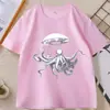 Camiseta Retro Pulpo Ovni Camiseta Genial de Pulpo Alienígena para Hombres y Mujeres Moda Camiseta Holgada para Adultos Casual y Transpirable