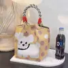 Nova bolsa de tricô estilo japonês e coreano, bolsa tote portátil para trabalho e viagem, bolsa tote de grande capacidade para o dia a dia, bolsa pequena quadrada de ombro