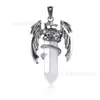 Directo del fabricante: Colgante de Dragón para Hombre, Joyería de Cristal Natural Hexagonal, Collar Colgante en estilo minimalista europeo y americano