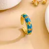 Anillo con Flores Estilo Pintura al Óleo, Estilo Chino Fresco y Sencillo, Estilo Palacio, Color Esmalte, Multicor Pintado a Mano, Anillo de Diseño de Nicho