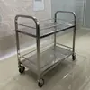 Carrito de comedor de acero inoxidable engrosado, carrito móvil, carrito de vino comercial para hotel, carrito de puesto, carrito de puesto