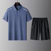 Traje Casual de Verano para Hombres de Mediana Edad y Mayores, Camiseta Deportiva de Manga Corta para el Día del Padre, Pantalones Largos, Conjunto de Tres Piezas de Talla Grande para Papá