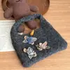 Bolsa de Tricô Versátil Floral Retrô para Outono e Inverno para Mulheres, Bolsa Simples e Elegante de Lã Tecida para Celular, Bolsa de Ombro