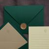 Verde Escuro Verde Escuro Lindo Simples Estilo Mori Pequeno Fresco Artístico Romântico Alto Nível Envelope Papel de Carta Papel de Carta com Selo de Laca