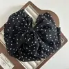 Grampo Elegante Coreano Elegante com Bolinhas e Laço Presilha de Mordida Retrô Suave para Meio Rabo de Cavalo Presilha Tubarão Pegador de Cabelo Acessório de Cabeça para Mulheres