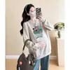 Traje de Maternidad Primavera y Otoño Moderno y a la Moda 2025 Sudadera Holgada Superior Jeans Conjunto de Dos Piezas Manga Larga