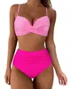 Nuevo Traje de Baño Europeo y Americano 2024 Sexy Fruncido Encaje Estampado Blanco y Negro Bikini Bikini Traje de Baño para Mujer Comercio Exterior