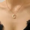 Colar Pingente Lua e Sol da Moda, Joia Transfronteiriça Europeia e Americana Elegante e de Alto Padrão, Corrente Clavícula com Pingente de Sol e Lua para Mulheres