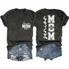 Mãe formando 2027 estação europeia desejo e-commerce transfronteiriço casual confortável feminina gola V manga curta camiseta comércio exterior