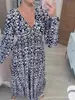 Vestido Floral de Manga Larga Estilo Nuevo 2026 Talla Grande Estilo Hada Cuello en V Vestido de Playa para Vacaciones en la Costa Vestido Largo Holgado