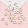 Cuentas de Acrílico 4*7mm Fondo Blanco Inglés Letra Dorada Letra Única Cuentas Planas DIY Accesorios para Joyería de Educación Temprana para Niños