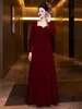 Vestido de Noche de Novia y Compromiso de Terciopelo Estilo Francés con Mangas Largas y Escote Cuadrado Vestido Largo de Gama Alta Vestido Línea A para Mujer