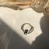 ¡Sin decoloración! ¡Versión de cuerpo entero en plata de ley! Anillo abierto de gema elegante simple chic