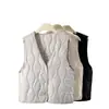 H127 Colete de Lã Quente para Mulheres, Peça de Roupa Externa Fashion Solta com Decote V, Colete Interno para Outono e Inverno, Roupa Feminina