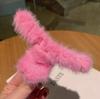 Pinza de Agarre Grande de Peluche Invierno Nuevo Agarre Grande Elegante Combinable Clip de Tiburón Cálido Curry Simple Clip para la Parte Trasera de la Cabeza