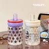 Taza de Plástico Nueva de Verano para Estudiantes Hombres y Mujeres, Portátil y Elegante, Resistente a Altas Temperaturas con Popote, Taza de Agua
