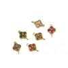 Conector Colgante Doble de Zirconio de Color Chapado en Oro de 14 Quilates que Conserva el Color, Trébol de Cuatro Hojas, Material para Pulsera, Collar, Pendientes Hechos a Mano para DIY