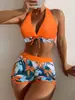 2027 Nuevo Bikini de Dos Piezas Transfronterizo Europeo y Americano Traje de Baño para Mujer Sexy Estampado con Tirantes Bikini Playa Traje de Baño para Mujer