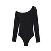 Mono Sexy para Mujer con Hombro Descubierto y Manga Larga, Nuevo Otoño, Elástico Ajustado, Color Sólido, Camiseta Base Top para Mujer