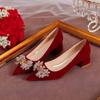 Tacones Altos de Punta para Mujer 2025 Otoño Nuevo Talla Grande Moda Poco Profundos Lazo de Pedrería Zapatos de Boda Novia Zapatos de Mujer
