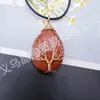 Cristal Natural Gota de Água Grande Envolto em Arame Pingente Árvore da Vida Ágata Jade Pedra Semipreciosa Atacado de Joias Europeias e Americanas Mais Vendidas Transfronteiriças