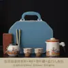Conjunto de Chá Portátil para Viagem Forno Ru para Exterior Um Bule Quatro Xícaras Xícaras de Preparo Rápido Camping Bolsa de Transporte para Exterior Personalizável