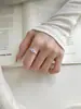 Anel Pequeno Cubo de Açúcar em Prata de Lei S925 com Zircônia Azul, Design Doce e Delicado, Estilo Coreano Ins Anel de Luxo Leve de Alta Qualidade