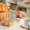 Caixa de Embalagem Plástica Transparente Portátil Cesta de Flores de Gelo em Pó Caixa para Bolo Assar Mousse Iogurte de Corte Grosso Frutas Piquenique Vazia
