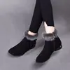 Moda de Invierno Talla Grande Botines Cortos Cálidos Forrados de Polar con Punta Redonda para Mujer 2025 Nuevos Zapatos de Algodón para Mujer con Pelo de Conejo de Tacón Bajo para Mamá