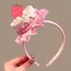 Presente de aniversário infantil: Faixa de cabelo de bolo de morango, faixa de cabelo de desenho animado fofa para meninas, faixa de cabelo de bebê, não aperta a cabeça, acessório de cabelo para menininha