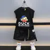 Traje de Trabajo de Dibujos Animados Pato Amarillo Nuevo Estilo de Verano para Niños Pequeños 6 Años Camiseta de Manga Corta Ropa de Verano para Bebé Niño Ropa Moderna para Niños