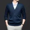 Novo Modelo 2026 (Em estoque) Cardigan Masculino Moda Outono/Inverno Lã de Ovelha Espessa Gola V Manga Longa