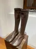 2026 Elegantes Botas Calcetín de Otoño/Invierno Nuevas Puntera Redonda Caña Alta Elásticas Adelgazantes Botas de Moda Elegantes de Mujer con Suela Plana Botas Largas