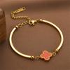Pulseira de aço titânio trevo não desbota feminina estilo coreano versátil pulseira ouro 18K estilo ins popular nicho conjunto mão de casal