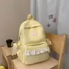 Mochilas Escolares para Meninas, Estilo Ins Japonês Ballet, Borda de Renda, Mochila Doce Suave para Meninas, Bolsa de Ombro Duplo, Estilo Ballet de Nicho Ins