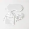 Set de Dos Piezas de Bolsa de Tela para Máscara de Ojos de Seda Simulada, Set de Satén de Seda para Dormir, Set de Tres Piezas de Máscara de Protección para Ojos Bloqueadora de Luz Transfronteriza