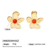 Brincos Tina Europeus e Americanos de Aço Titânio Simples e Sofisticados Moda Feminina Flor Pedra Natural Brincos Joias Populares Transfronteiriças