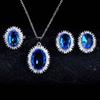 Conjunto de Joias Azul Tanzanita Transfronteiriço AliExpress Brincos Colar Anel de Abertura Joias Diárias Versátil Mulher