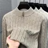 Suéter de Punto Trenzado para Hombre con Cremallera Media y Lana 2026 Otoño/Invierno Nuevo Casual Cuello Alto Tejido Engrosado Suéter para Hombre