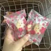 Bolsa Gruesa para Galletas Flor de Cerezo Escarchada Bolsa para Pasteles de Luna Bolsa para Empaquetar Snacks Dulces Bolsa para Empaque de Regalo Autoadhesiva 100 Piezas
