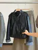 Jaqueta Casaco de Couro PU com Gola Alta e Abotoamento Duplo Estilo Doce e Cool Feminina Outono Inverno Nova Solta Casual Emagrecedora Jaqueta de Motociclista Top